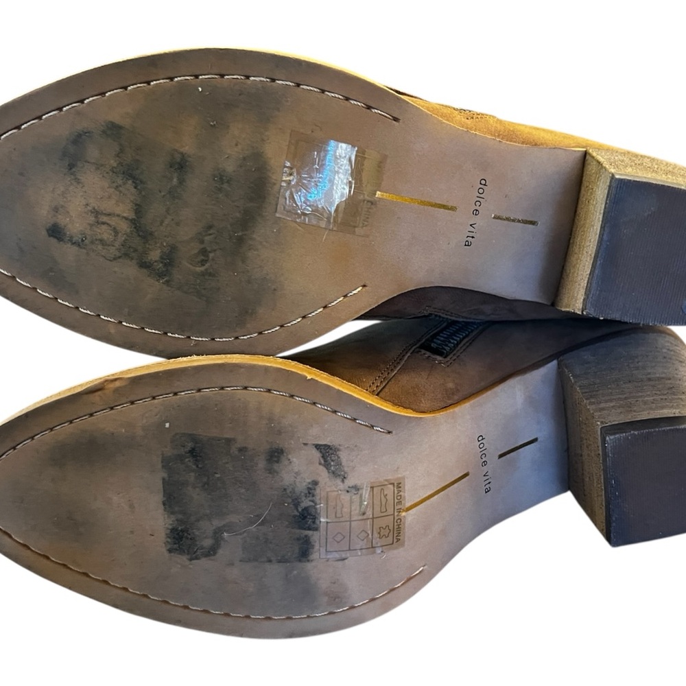 DOLCE VITA Jaeger Nubuck Leather Double Zip Bootie Teak Block Heel - Picture 12 of 15